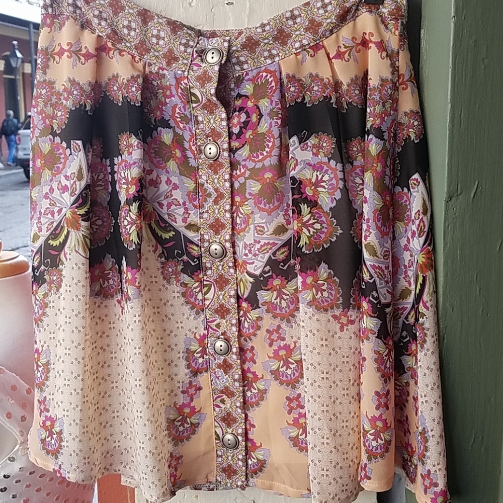 Boho button front skirt